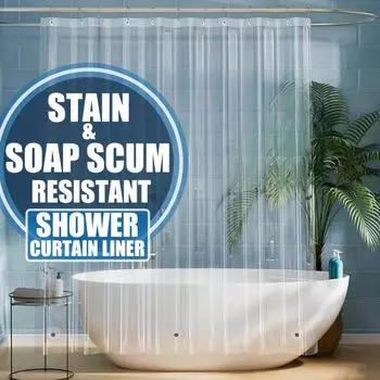 Водонепроницаемая подкладка для душевой занавески, душевая занавеска PEVA с 12 люверсами, перегородка для ванной комнаты, занавеска для ванной, аксессуары для ванной комнаты, 180*180 см/72*72 дюйма 180x180cm