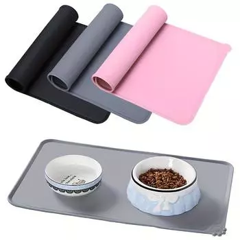 Waterproof Silicone Pet Placemat - Keep Your Cat Or Dog s Food & Water In Place серый