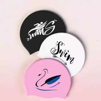 Waterproof Silicone Swimming Cap High Elastic Durable Swim Cap Swimming Hats Long Hair L розовый