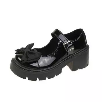 Waterproof small leather shoes women s spring and autumn 2025 Internet celebrity platform square heel Japanese jk skirt French Mary Jane loafer shoes 35