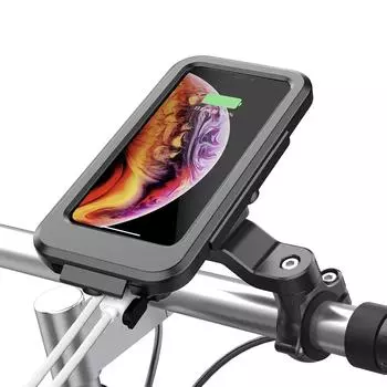 Waterproof Smartphone Stand USB Charging 15W Wireless Charger Mobile Phone Support Universal Touch Screen for Electric Bike чёрный