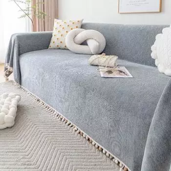 Водонепроницаемый диван-одеяло из шенилла, однотонные чехлы для мебели, простые пылезащитные, устойчивые к царапинам чехлы для диванов для гостиной 1seat 180x130cm-1pcs