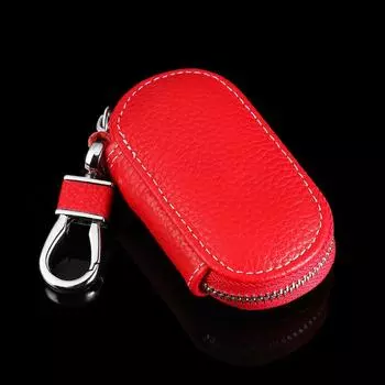 Waterproof Solid Auto Universal Key Cover Zipper Car Key Bag Leather Case кофейный
