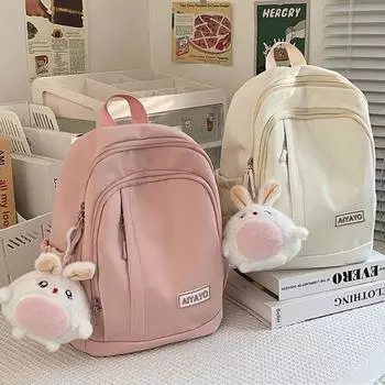 Водонепроницаемые школьные сумки для студентов Ins с несколькими карманами для девочек, наплечные сумки из нейлона карамельного цвета для старшей школы, студенческие рюкзаки розовый
