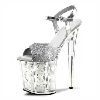 Waterproof table bright leather high-heeled sandals, new open-toed versatile high-heeled shoes in the summer of 2025, one-word buckle shoes 34 розовый