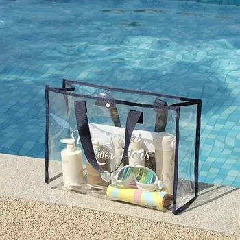 Waterproof Transparent Makeup Bag Large Capacity Beach Handbag Swimming Storage Bag Training