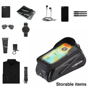 Waterproof Universal Bicycle Hard Shell Phone Bag 7.28 inch Bike Accessories Large Capacity Cycling Top Tube Front Frame Bag чёрный