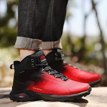 Waterproof velvet high-top sneakers men s large-size men s cotton shoes cold-proof hiking shoes snow boots winter shoes spot 40 чёрный