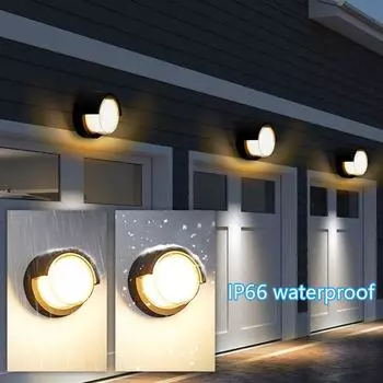 Waterproof Wall Lamp LED Bedroom Living Room Lamp Home Outdoor Lighting Circular Moon Lamp Wall Decoration Creativity 90-265V Warm white