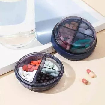Waterproof Weekly Pill Case Double-deck Pill Container Organizer Innovative Jewel Case Travel синий