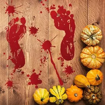 Waterproof Widnow Decor 3D Wall Stickers Horror Finger Foot Blood Handprint Halloween Decor 1