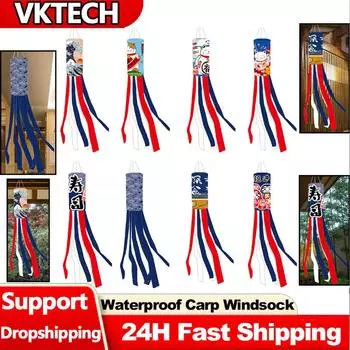 Waterproof Wind Direction Flags Hanging Banner 100cm Carp Spray Windsock Streamer Festival Supplies for Restaurant Sushi Garden D