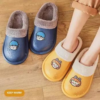 Waterproof Winter Slippers Warm Men Shoes Non-Slip Home Mens Slippers Winter Warm Indoor Outdoor Cotton Women Couples Shoes 36-37 синий