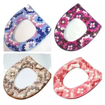 Waterproof Zipper Toilet Seat Cover - Thick, Warm, Washable Mat for Autumn & Winter 43x37 cm