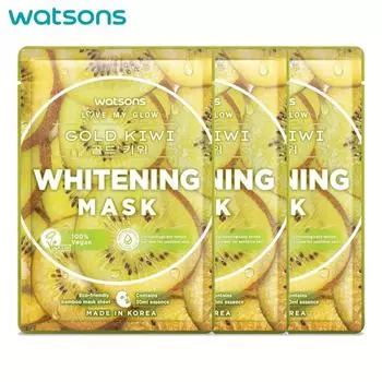 Watsons Love My Glow Gold Kiwi, отбеливающая маска, 100% веганский, дерматологически протестировано, 30 мл. x 3 шт. - Маска для лица, Тканевая маска 30 ml. x 3 pcs