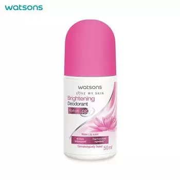 Watsons Love My Skin Осветляющий шариковый дезодорант с ароматом водяной лилии, антиперспирант со сроком действия 48 часов, дерматологически протестирован, 50 мл. 50 ml.