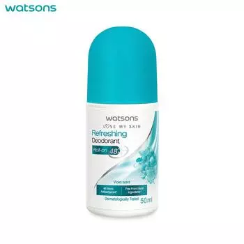 Watsons Love My Skin Освежающий шариковый дезодорант с ароматом водяной лилии, антиперспирант со стойкостью 48 часов, дерматологически протестирован, 50 мл. 50 ml.