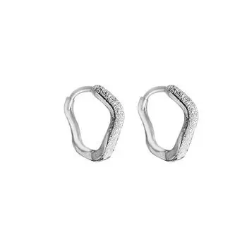 Wave Matte Ear Buckle Commuter Internet Celebrity Exquisite Texture Flash Sand Earrings Male Punk Style Round Stud Earrings