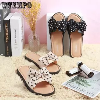 Летние пляжные сандалии Wave Point Bow, женские корейские домашние тапочки 36-37