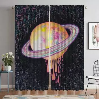 Wave Sun Shades Elegant Room Curtains 2 Pieces Halloween Decoration Modern Living Room Curtains for Camera Window Curtain Child W50xH70cmx2pcs-CL