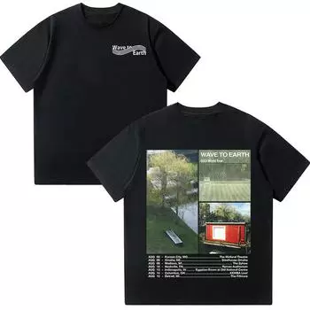 Wave To Earth 0.03 Мировой тур 2025 Футболка Унисекс Повседневные топы Уличная одежда Женская Мужская Хлопковая футболка Модная одежда XS чёрный