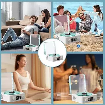 Waves виниловый Bluetooth-динамик с регулируемым светом, цифровыми часами, 4 естественными звуковыми эффектами и объемным звуком на 360° для спальни A2