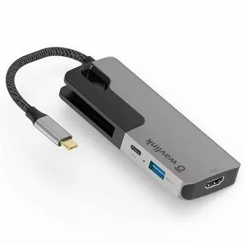 WAVLINK USB C Hub Функция PD USB C Travel Mini Docking 60 Вт Блок питания HDMI 4xUSB A Порт Совместимость с Windows OS X или более поздней версии Chrome Linux Work чёрный