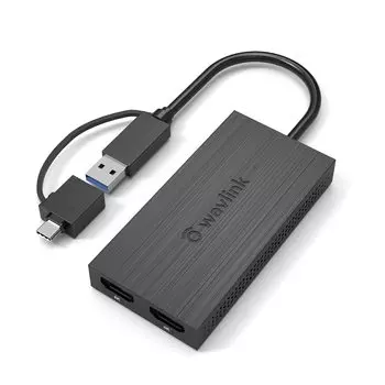 WAVLINK USB to Dual HDMI Adapter 2K Output Mini Docking to 4K 30Hz Display Compatible HDMI Output Compatible HDMI Output Port 1xUSB Port Equipped with