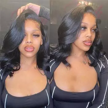 Wavy Synthet Soft Light Black Medium Length Wigs for Women Middle Part Synthetic Hair Wavy Wig with Upgraded Strands