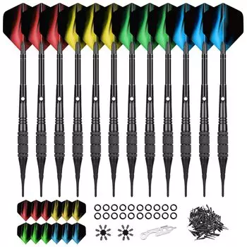 WayArrival Soft Darts 12 шт. 19 г Пластиковые мягкие дротики 100 Пластиковые дротики 24 дротика Премиум Алюминиевая защита полета и дротики для начинающих Мой набор для дартса,
