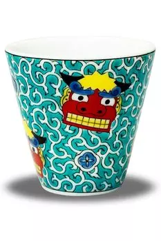 Waza no Kura Lucky Ochoko Sake Utensil Кутани Ware Guinomi Lion Dance Керамическая марка Японская посуда Choko Mouth Сделано в Японии