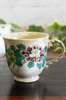 Waza no Kura Стильная кружка Kutani Ware с изображением пиона, роскошная брендовая посуда, сделанная в Японии, подарок на день рождения