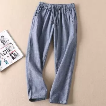 Wc102 Summer Thin and All-Matching Cropped Casual Pants Blue Gray 26