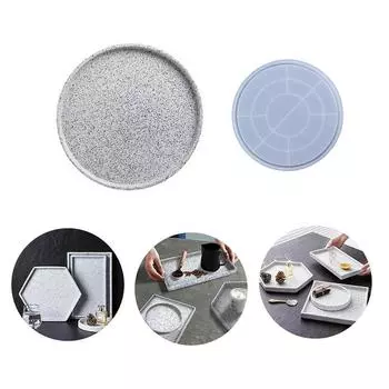 WCIC большой размер геометрическая форма для бетонного подноса, круглая форма для цементного декора, поднос для дома, поднос для хранения, эпоксидная смола, глина, силиконовая форма, новая