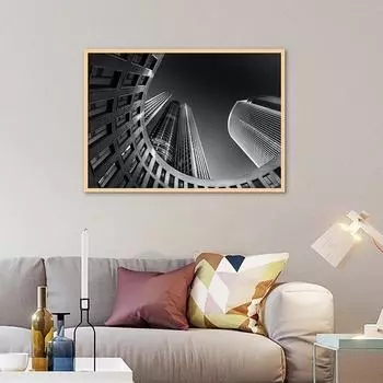 WCIC Художественные принты Черно-белые архитектурные украшения зданий Живопись Художественная ткань Домашний фон Украшение стен Картина Подвесная картина 21*15cm