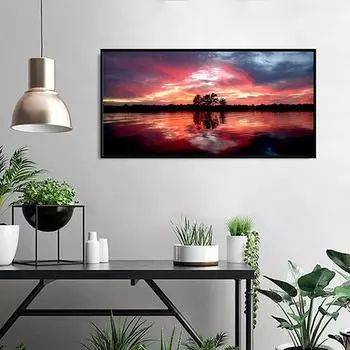 WCIC на берегу озера, захватывающий вид, облака, художественная ткань, домашний фон, украшение на стену, подвесная картина 40*20cm