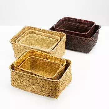 WCIC натуральный плетеный ящик для хранения из морских водорослей, корзина для игрушек, закусок, домашнего хранения, новинка M