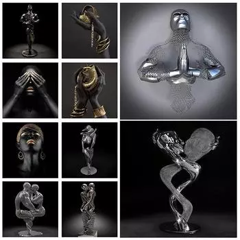 WCIC новая художественная ткань, абстрактная металлическая бронзовая человечка, декоративная живопись, домашний фон, украшение на стену, подвесная картина 20cm*20cm