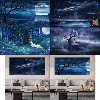 WCIC новая художественная ткань, тема звездного неба, дерева, декоративная живопись, домашний фон, украшение стены, подвесная картина 30*55cm