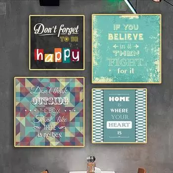 WCIC Новая художественная ткань Вдохновляющие английские вдохновляющие фразы Цитаты знаменитостей Декоративная живопись Украшение стены дома Подвесная картина 30*30cm