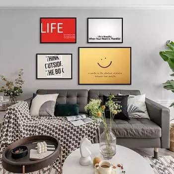 WCIC Новая художественная ткань в художественном стиле Плакат «Улыбка к жизни» DIY Вдохновляющая английская декоративная живопись Домашний фон Украшение стены Подвесная картина 21*15cm