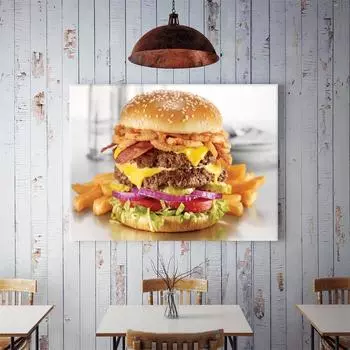 WCIC новая художественная ткань вкусный Биг Мак двойной бургер декоративная живопись домашний фон украшение стены подвесная картина 60*40cm