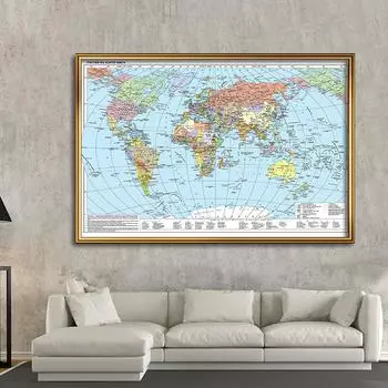 WCIC Новая карта мира Карта политического распределения Русская серия карт Фоновая ткань 59cm*42cm(Canvas)