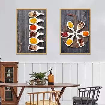 WCIC Новая кухня Приправа для приготовления пищи Вкусные украшения для специй Картина Художественная ткань Домашний фон Украшение стены Подвесная картина 21*30cm