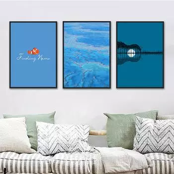 WCIC Новая современная простая серия Лунный свет Тема пустыни Декоративная живопись Художественная ткань Домашний фон Украшение стены Подвесная картина 15cm*21cm