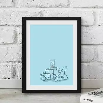 WCIC Новая Современная Синяя Простая Серия Черепаха Песочные Часы Декоративная Живопись Художественная Ткань Домашний Фон Украшения Стены Подвесная Картина 15cm*21cm