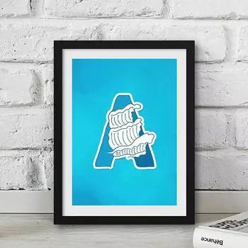 WCIC новая современная синяя простая серия волна буква A декоративная живопись художественная ткань домашний фон украшение стены подвесная картина 15cm*21cm