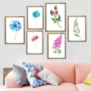 WCIC новые висячие картины акварель искусство цветок декоративная живопись художественная ткань домашний фон украшение стены подвесная картина 13cm*18cm