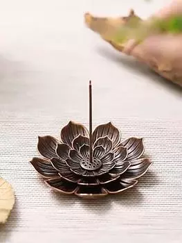 WCIC Новый 2 в 1 держатель для благовоний, линия лотоса, сплав, курильница для благовоний, металлические изделия, сандаловое дерево, основа для катушки, красная бронза, домашний декор S