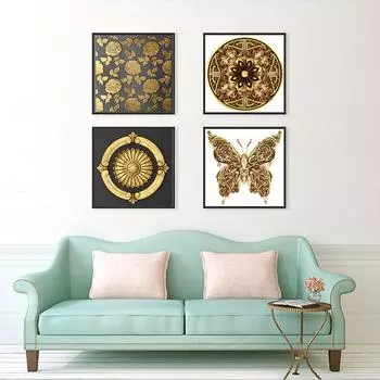 WCIC новый белый холст сусальное золото серии узор и бабочка украшение дома живопись настенное украшение подвесная картина 30*30cm